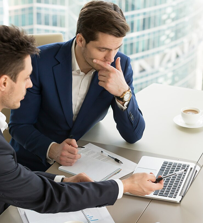 Business professional working on laptop